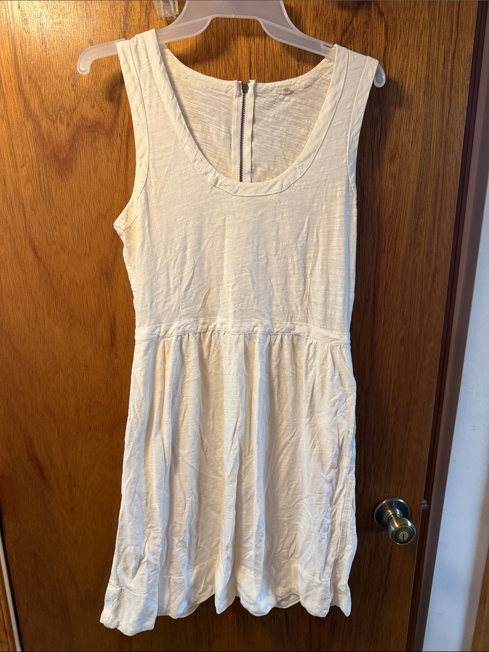 J. Crew Cream Sleeveless Scoop-Neck Dress